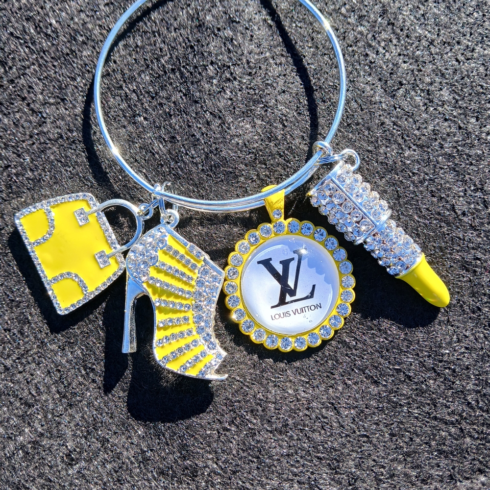 Fachion Yellow and Silver 4 Charm Bracelet